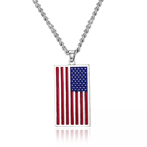 USA Flag Dog Tag Necklace – Stainless Steel Pendant for Men and Women