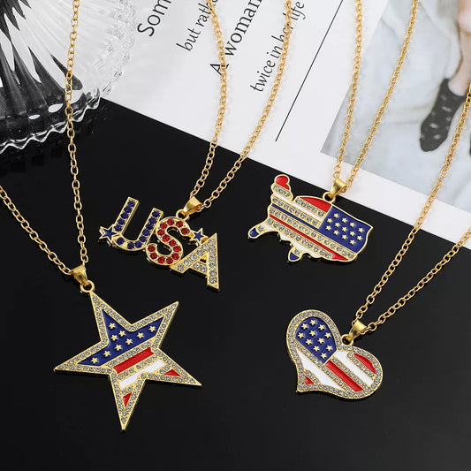 4th of July Patriotic Heart Necklace