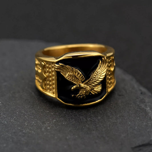 Gold Eagle Stainless Steel Ring for Men