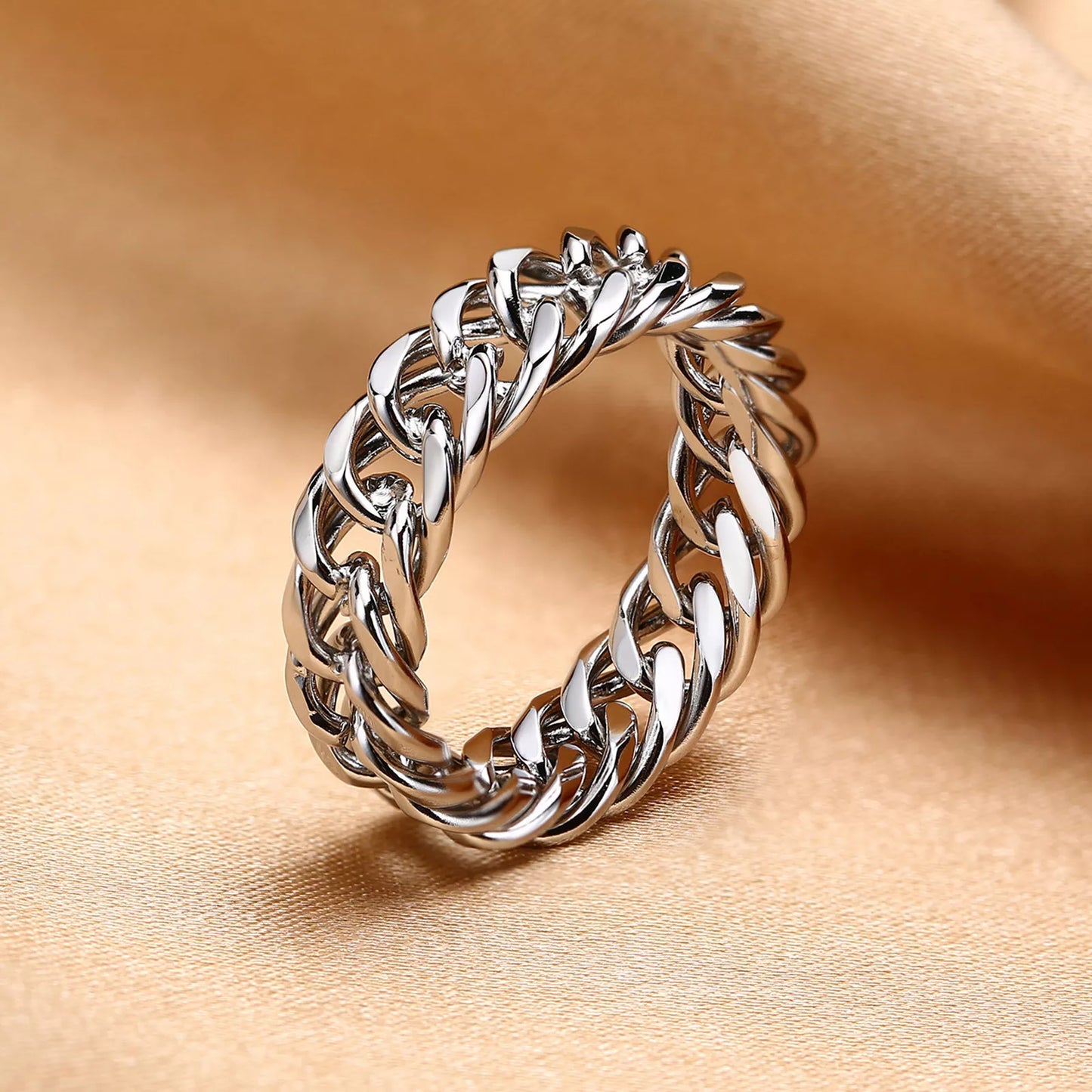 Women’s Trendy 6mm Cuban Chain Ring Stainless Steel