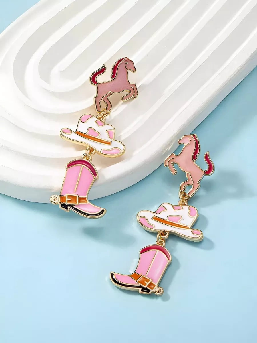Western Cowboy Hat & Boots Drop Earrings – Vintage Western Style Jewelry