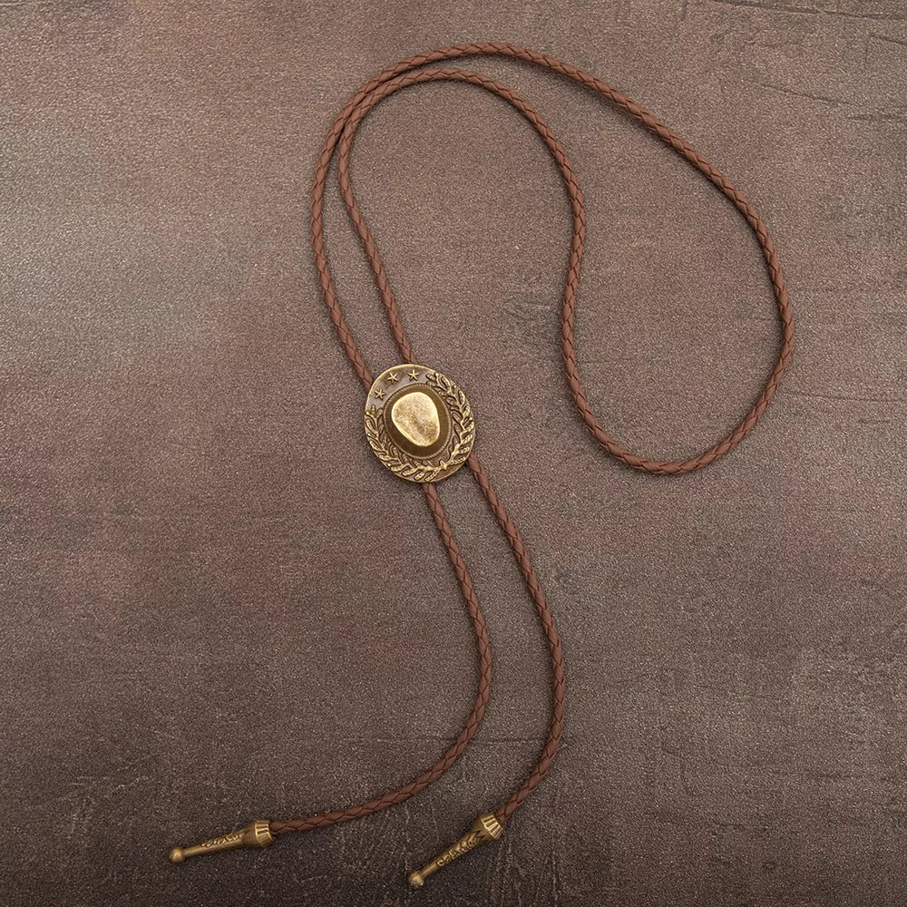 Vintage Cowboy Hat Bolo Tie Necklace
