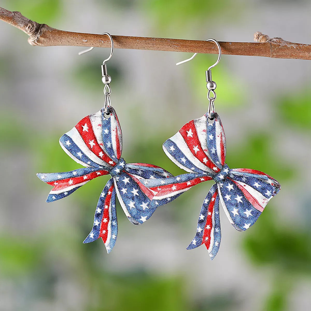 4th of July Wooden Patriotic Earrings