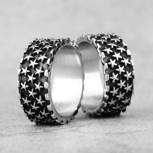 Starry Night Stainless Steel Couple Ring