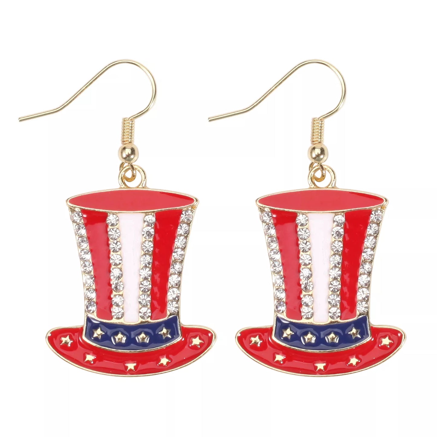 American Flag Heart & Star Dangle Earrings