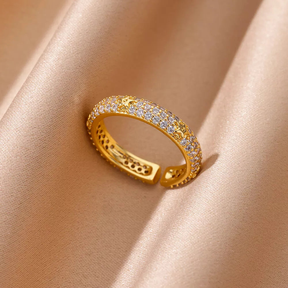 Geometric Gold Zircon Ring