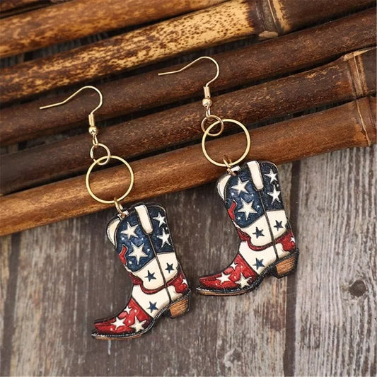 Vintage Western Star Earrings – Patriotic Statement Jewelry for July 4th