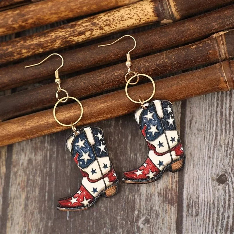 Vintage Western Star Earrings – Patriotic Statement Jewelry for July 4th