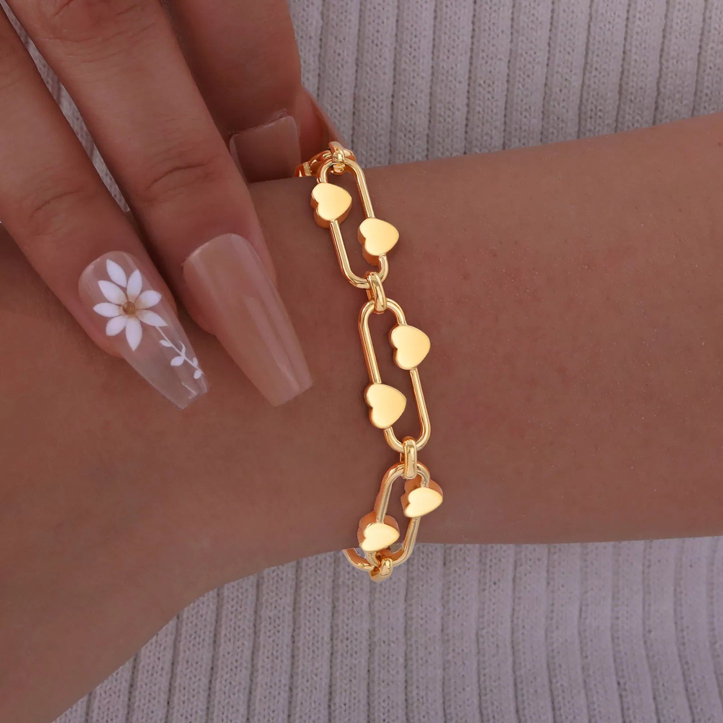 Dainty Heart Charm Bracelet for Women – Stainless Steel, Waterproof, Minimalist