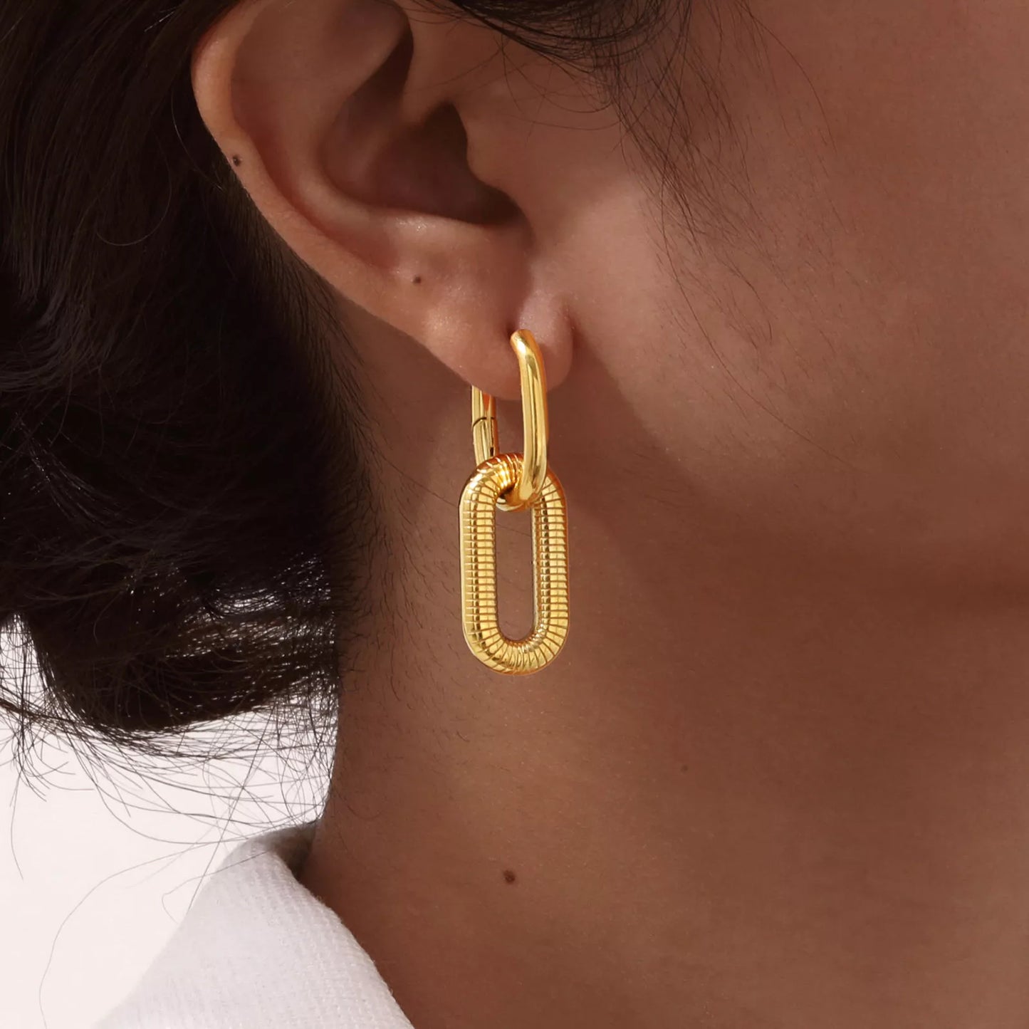 Gold Oval Hoop Earrings for Women