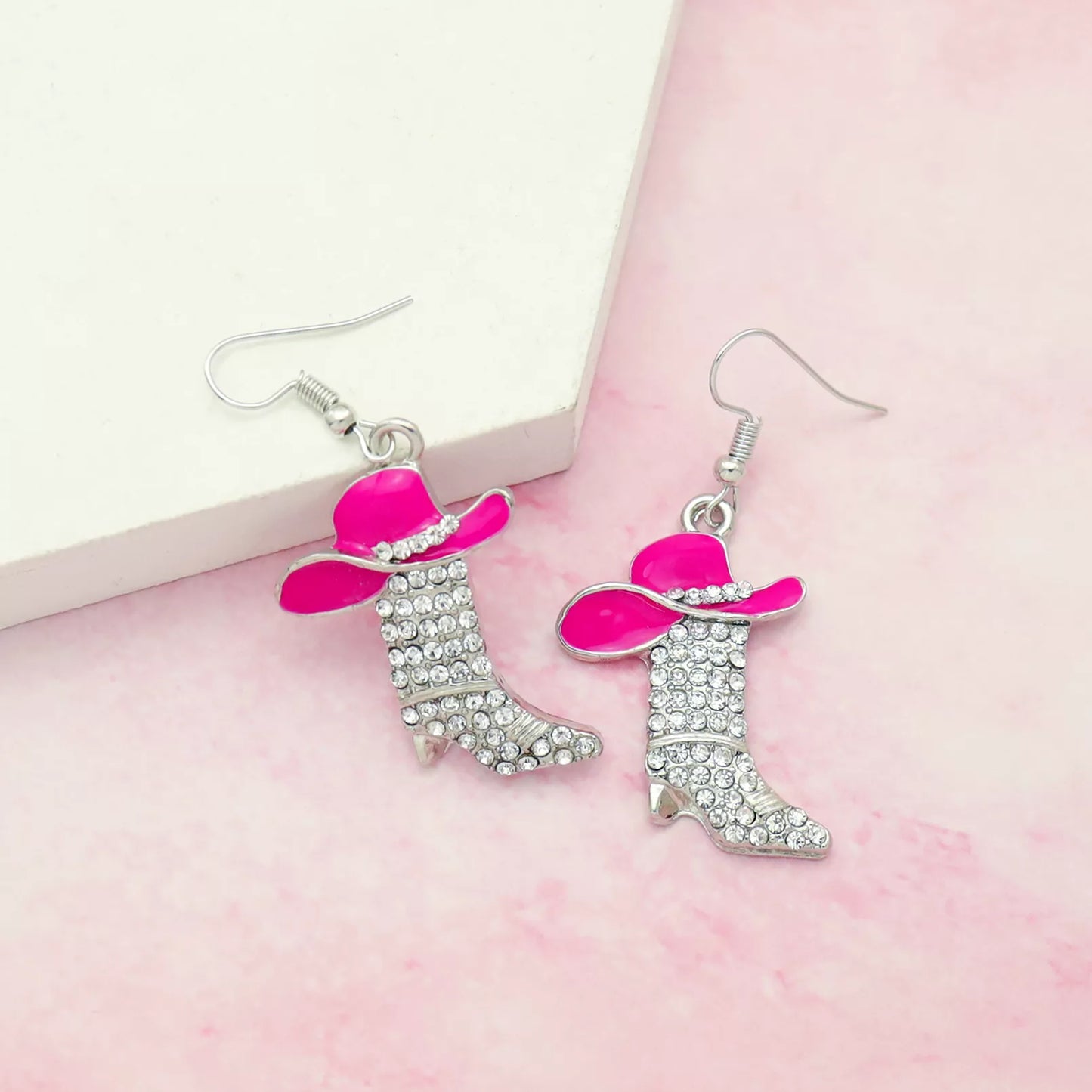 Enamel Cowgirl Hat and Boots Earrings
