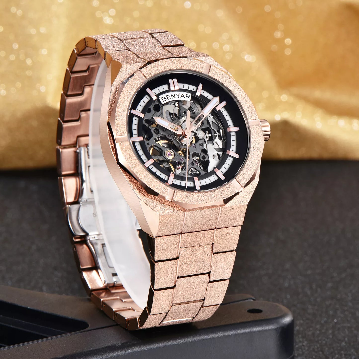 Luxury Skeleton Automatic Men’s Watch – Stainless Steel, Waterproof, Luminous