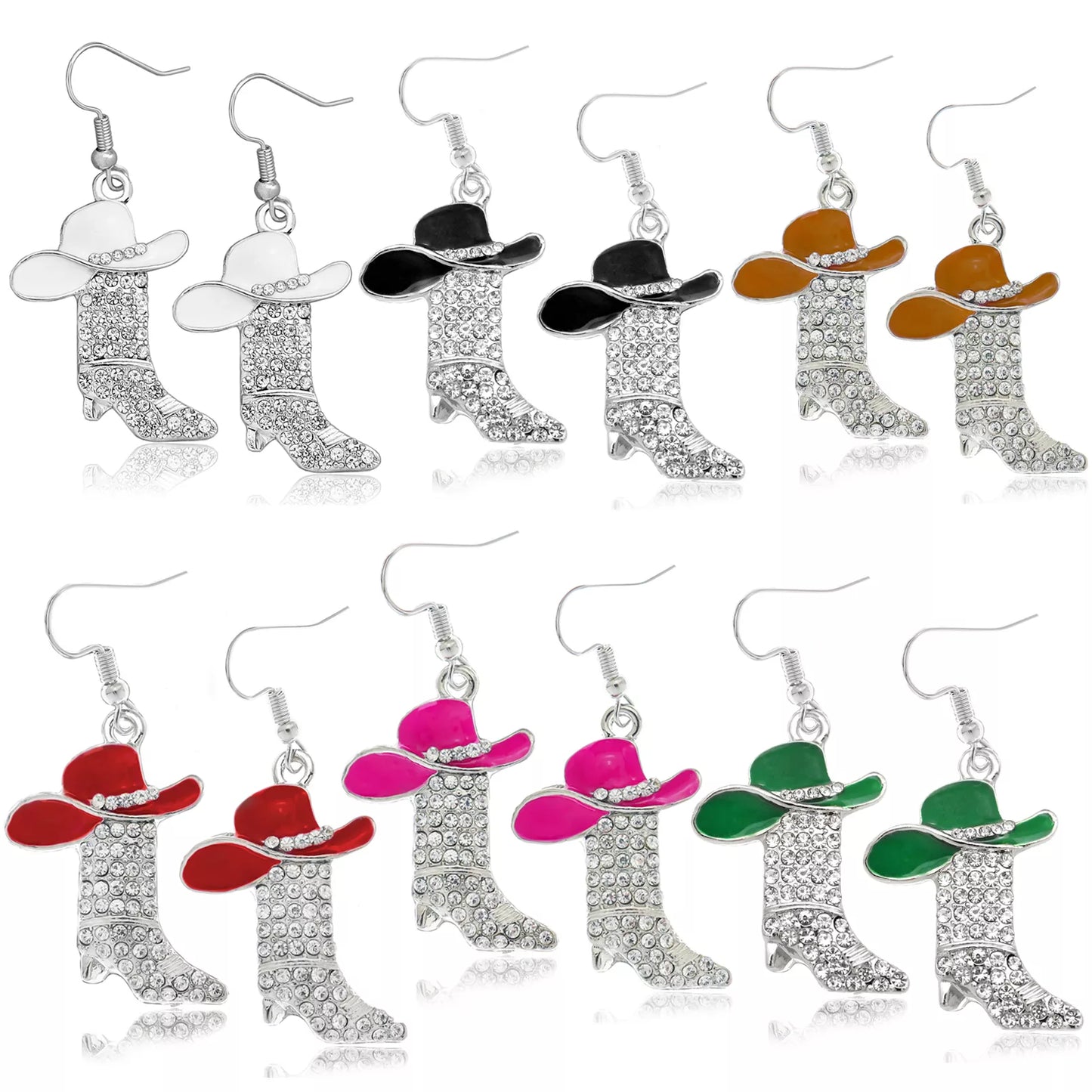 Enamel Cowgirl Hat and Boots Earrings