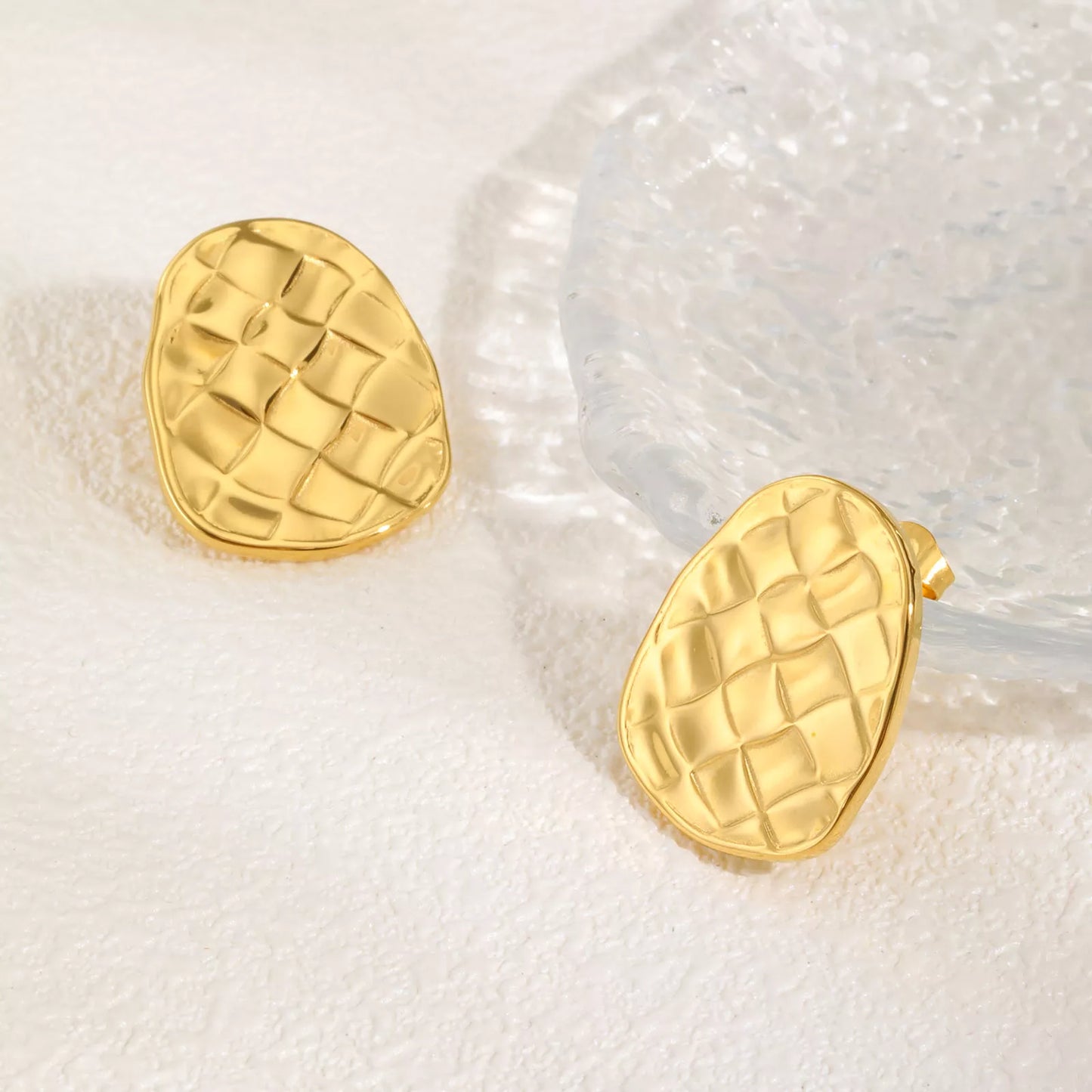 Gold Braided Stud Earrings for Women
