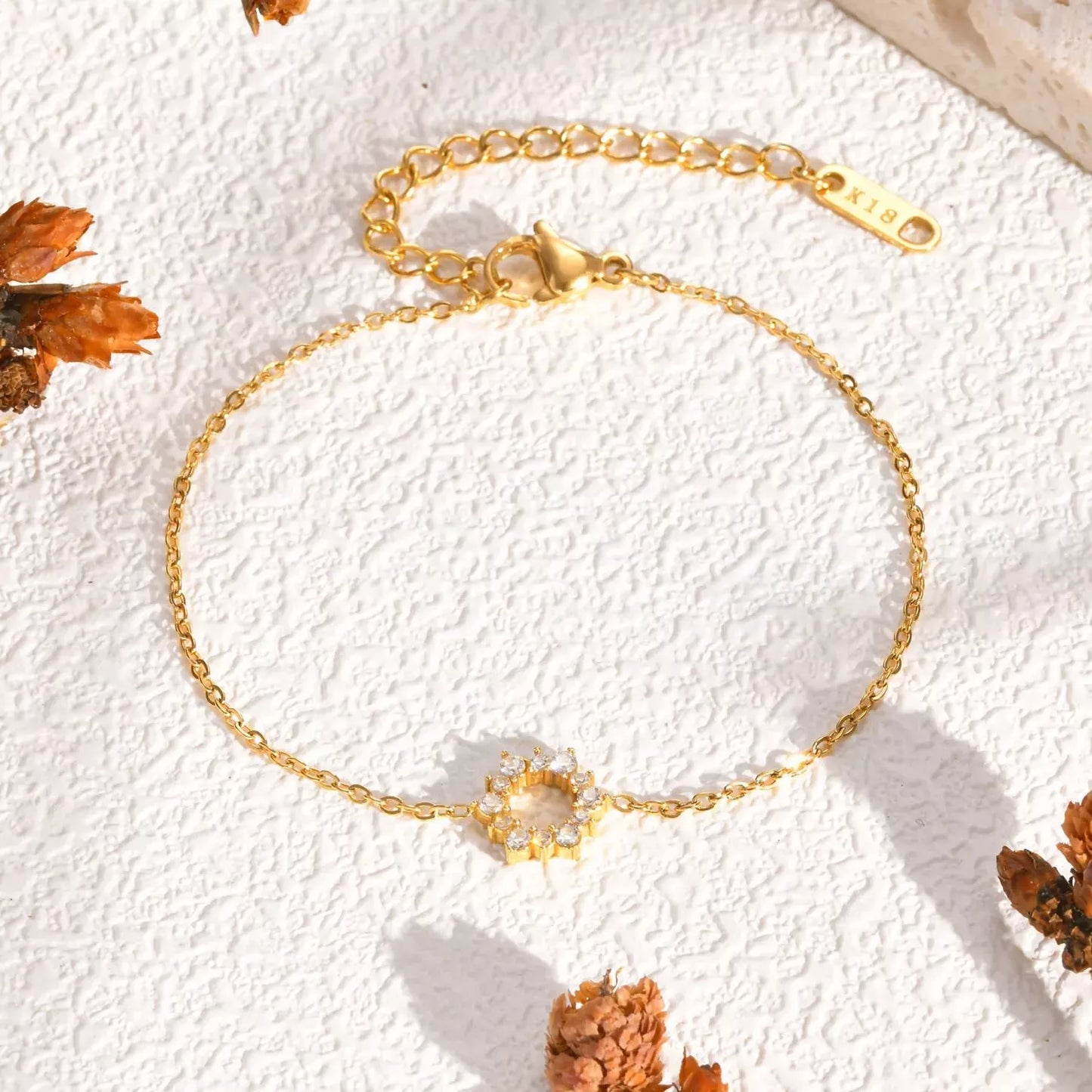 Gold Sunflower Bracelet for Women – Trendy Gold Plated Stainless Steel Chain