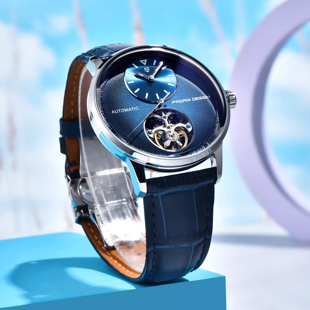 Luxury Tourbillon Automatic Watch for Men – Sapphire Glass, Leather Strap