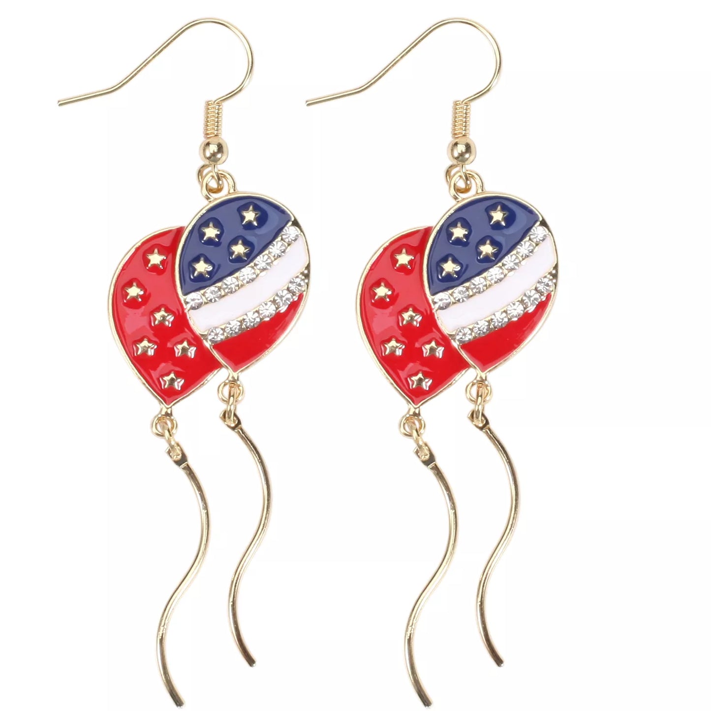 American Flag Heart & Star Dangle Earrings