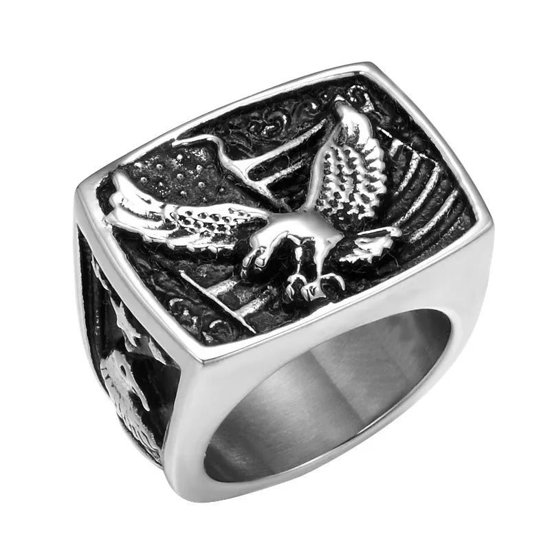 Men’s Retro American Eagle Titanium Steel Ring
