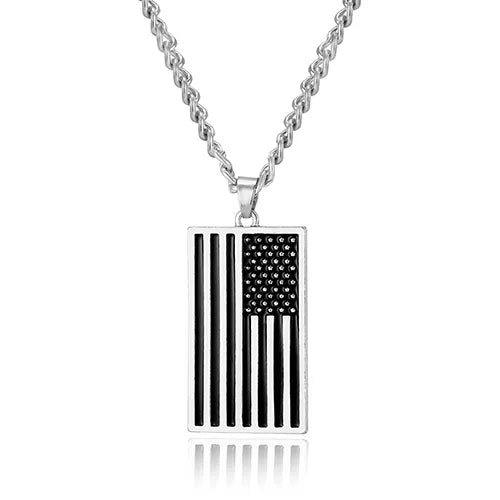 USA Flag Dog Tag Necklace – Stainless Steel Pendant for Men and Women