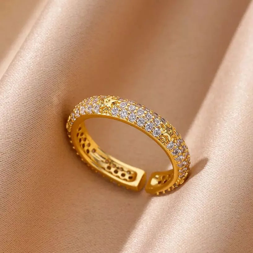 Geometric Gold Zircon Ring