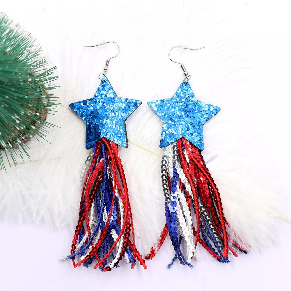 4th of July Patriotic Stud Drop Hoop Earrings for Women – Trendy Acrylic Jewelry
