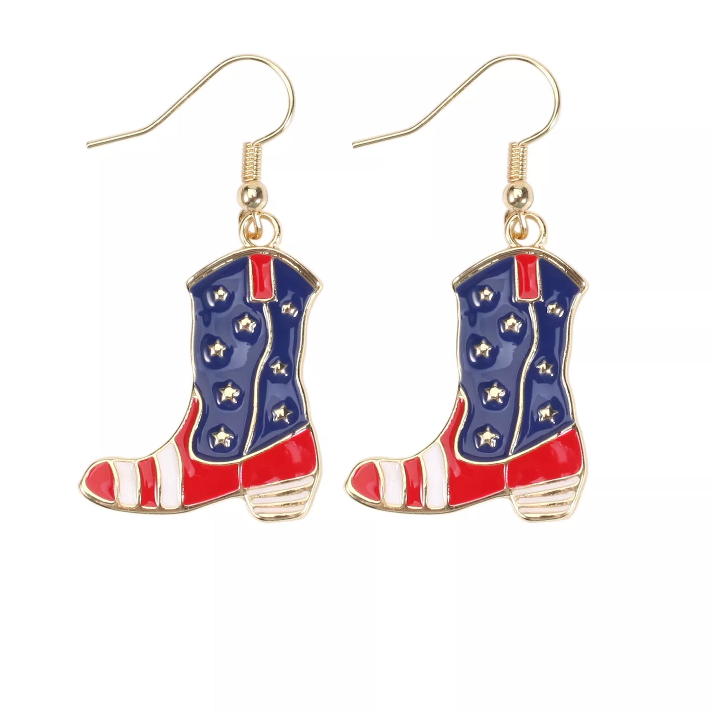 American Flag Heart & Star Dangle Earrings