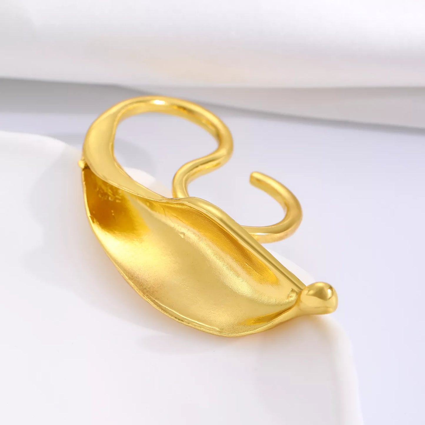 Vintage Gold Leaf Double Finger Ring