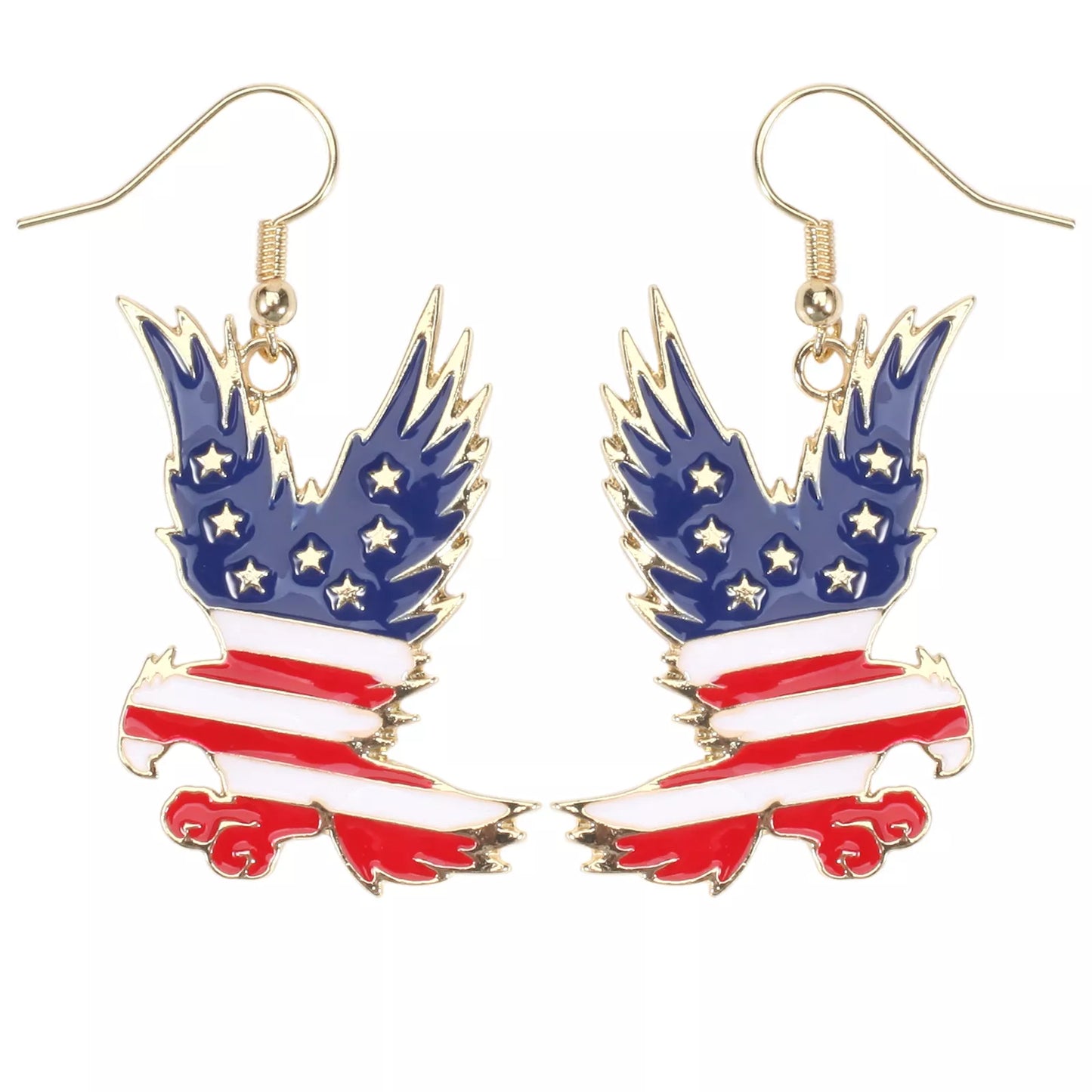 American Flag Heart & Star Dangle Earrings