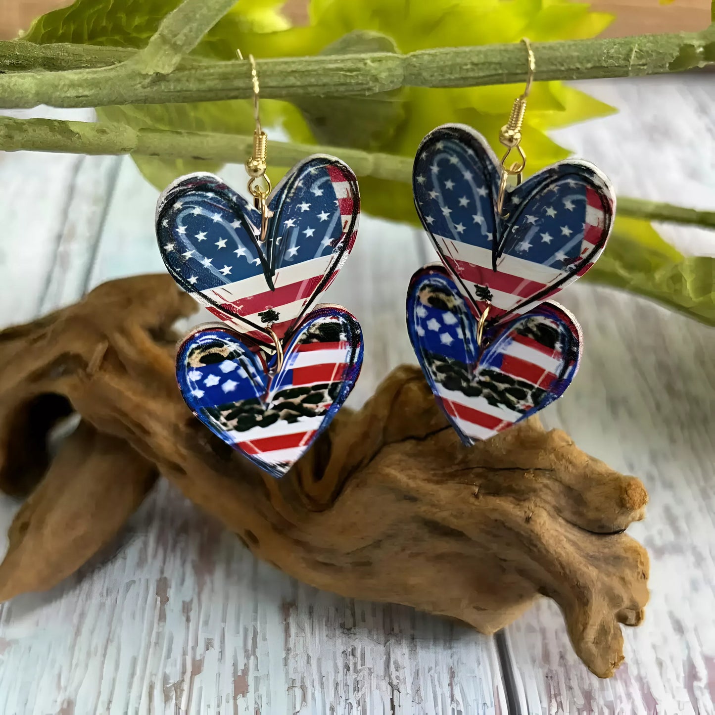 Patriotic Heart Leather Earrings for Women