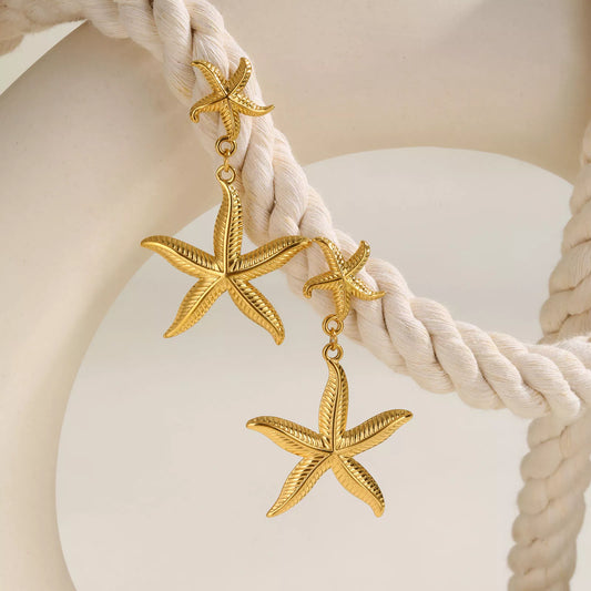 18K Gold Plated Starfish Stud Earrings