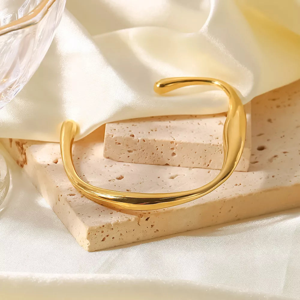 18K Gold Plated Irregular Stainless Steel Bangle