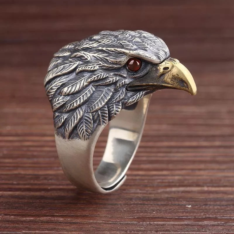 925 Sterling Silver Eagle Adjustable Ring