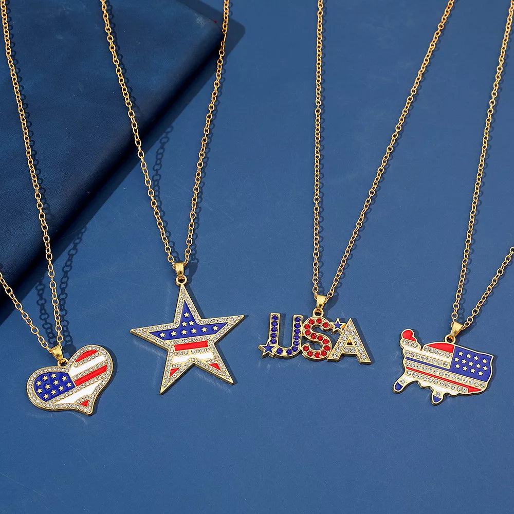 4th of July Patriotic Heart Necklace