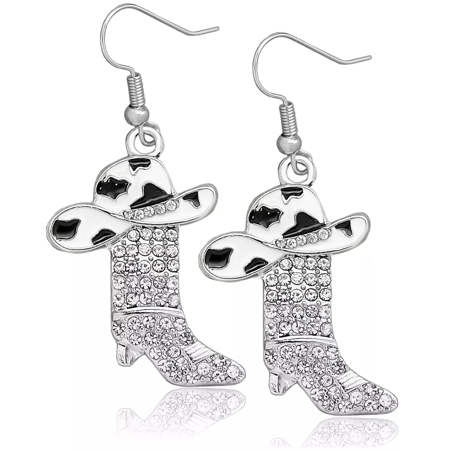 Enamel Cowgirl Hat and Boots Earrings