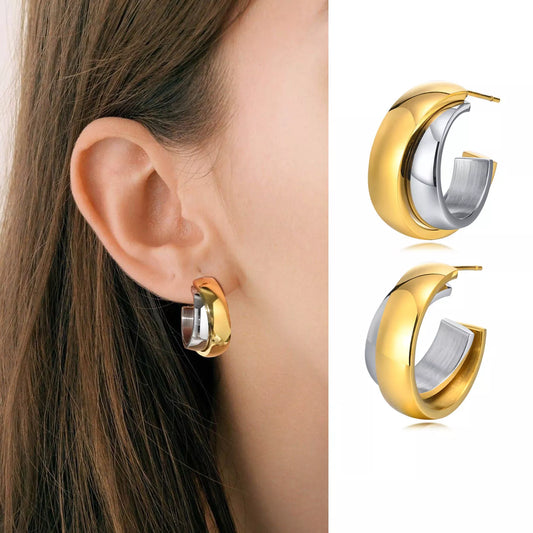 Chic Minimalist C-Shaped Gold Hoop Earrings