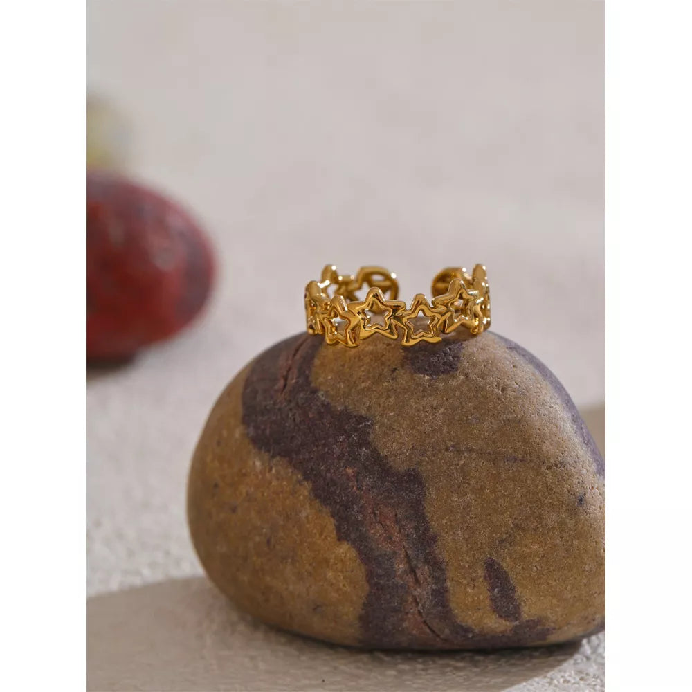 Adjustable Stainless Steel Star Hollow Open Ring