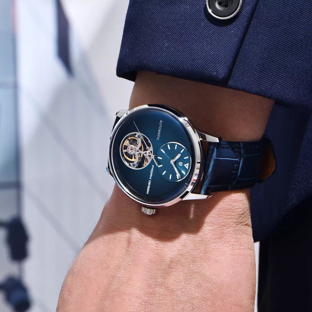 Luxury Tourbillon Automatic Watch for Men – Sapphire Glass, Leather Strap