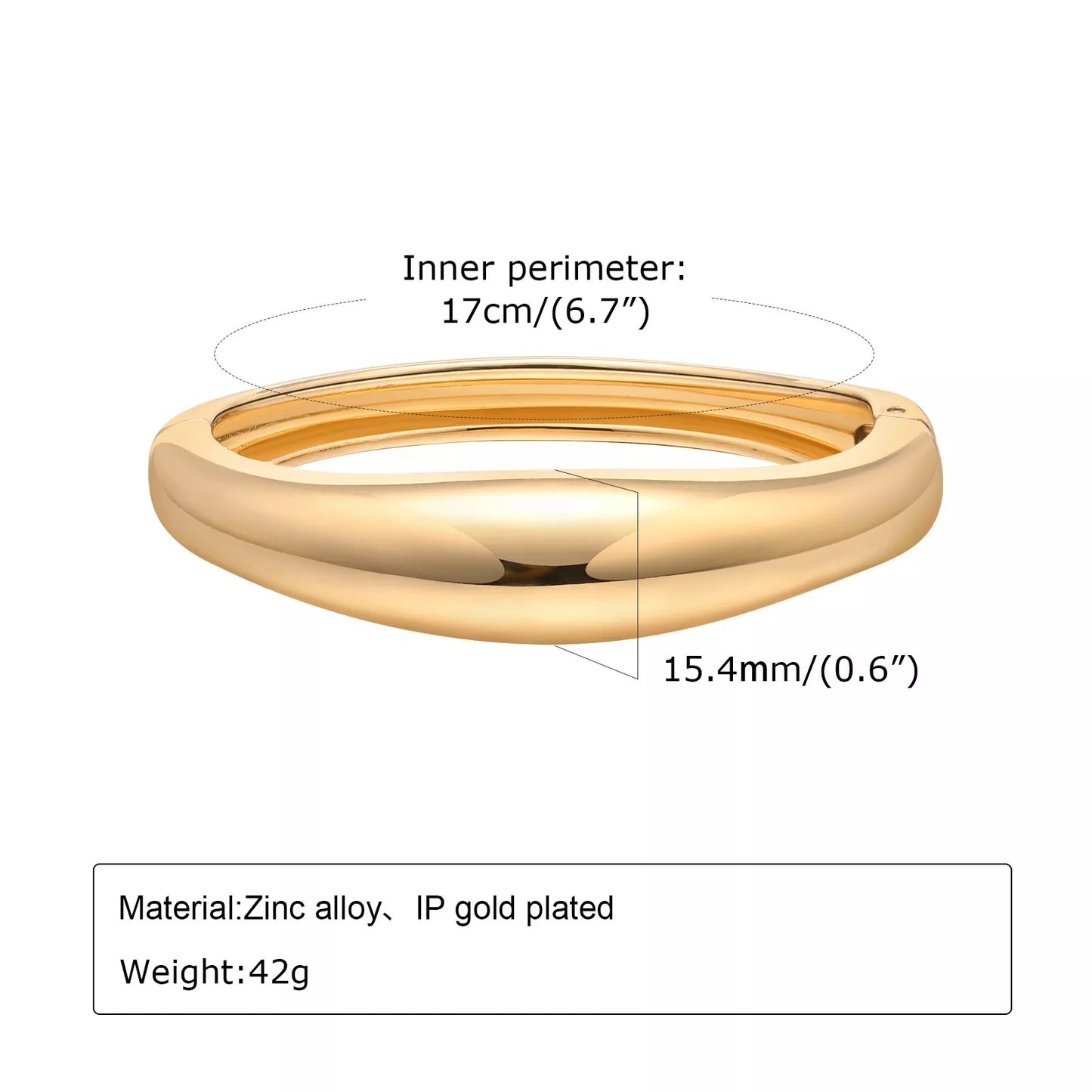 Bold Gold Cuff Bracelet for Women – Thick Punk Style Open Bangle