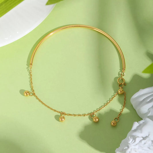 Minimalist Gold Ball & Semi-Circle Link Bracelet for Women – Waterproof Jewelry