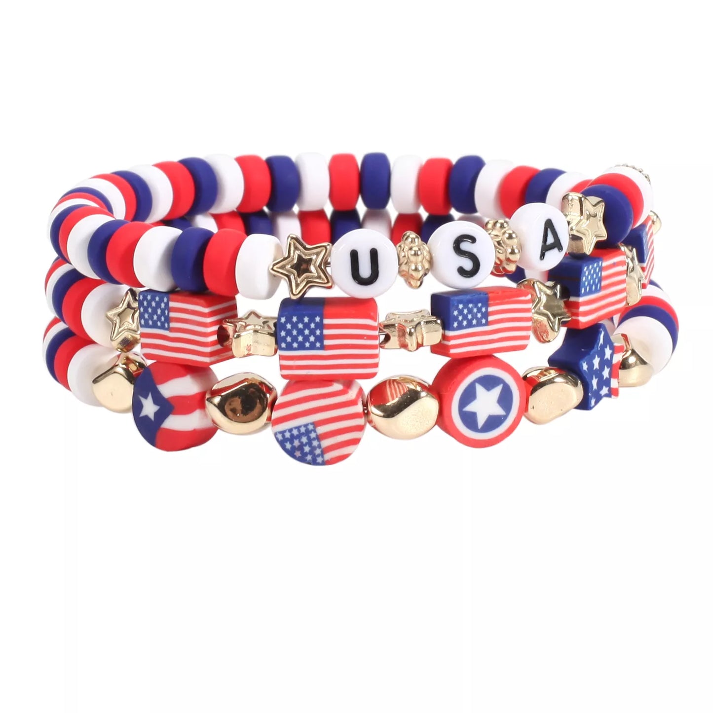 4th of July Beaded Patriotic Charm Bracelets